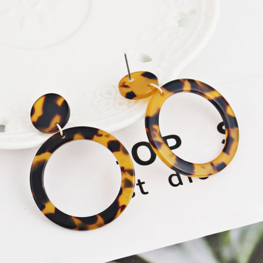 🌿Lakim Tortoise Classy Circle Geometric Earring - Picture 2 of 5